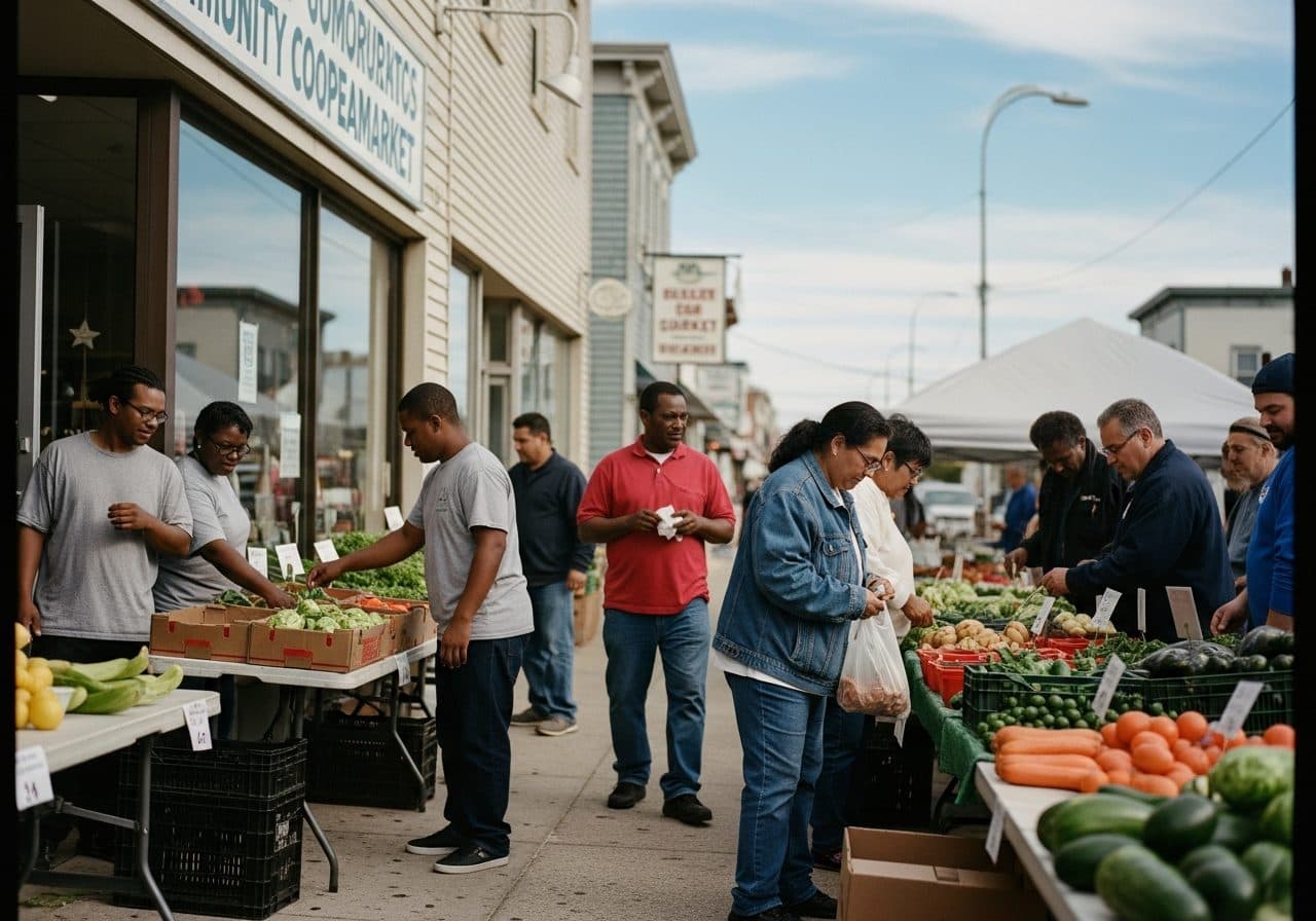 Atlantic City residents and vendors at a community cooperative market