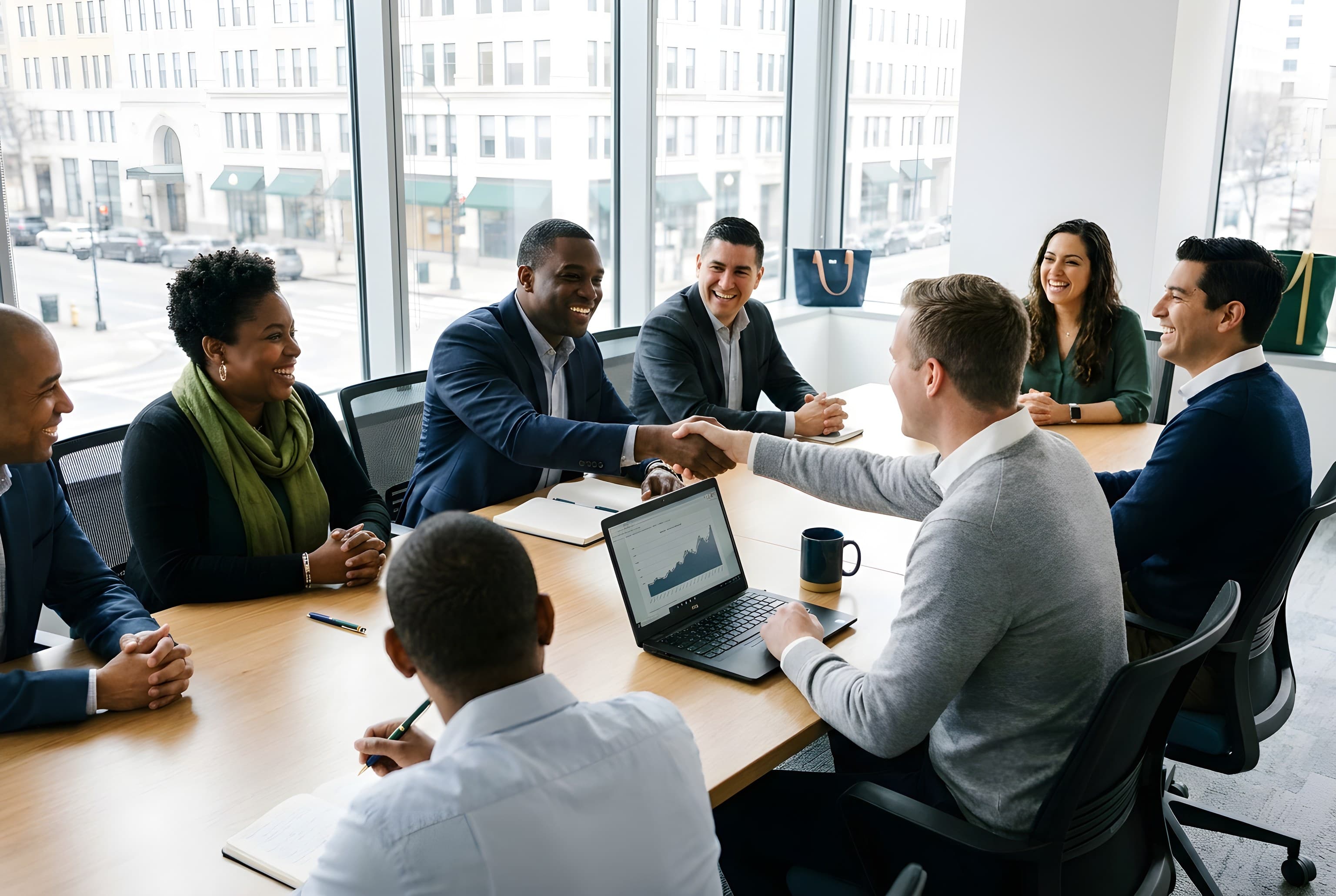 Employer, agency, and community partners meeting on a shared workforce project
